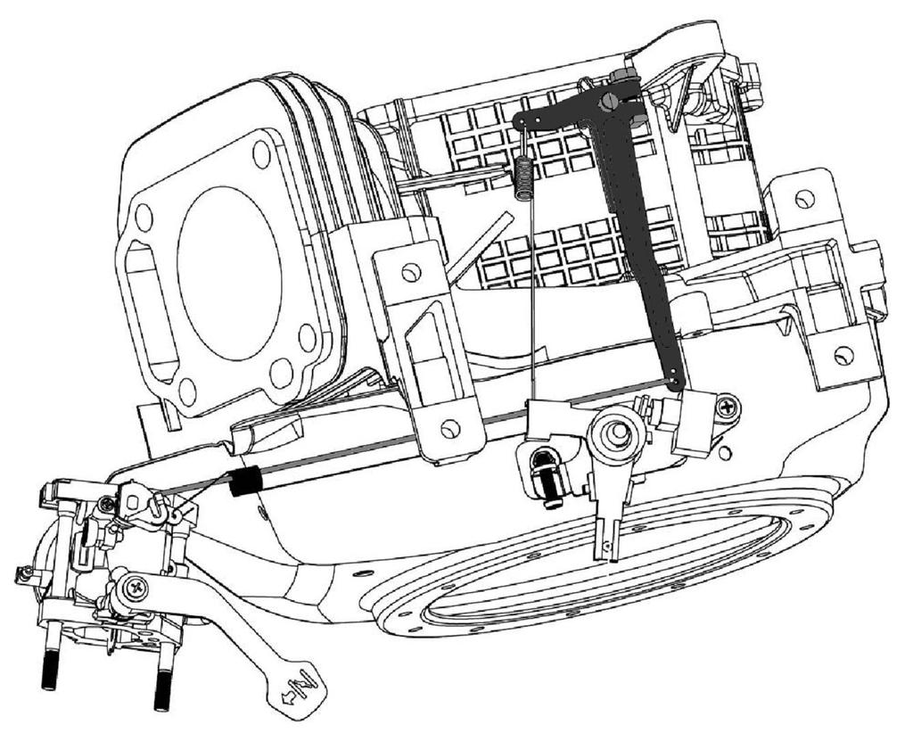 Engine Governor Zero Point Setting 1. Remove the front and rear panel to gain access to the governor arm and throttle limit screw. 2. Loosen but do not remove the governor arm pinch bolt and nut. 3.