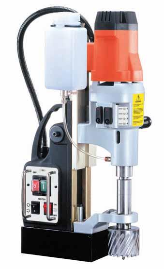 4 SPEED MAGNETIC DRILLING MACHINES Twist Drilling with Chuck Twist Drilling MT3 Chuck adaptor and Chuck (Not included) MT3 Twist drill bit (Not included) Coolant tank Gear selector Coolant feed tap