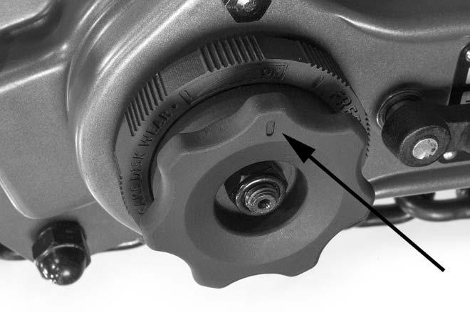 13.3 Brake disc wear limits The brake disc wear indicator on the handwheel (Figure 14) will move to the left as the brake wears.