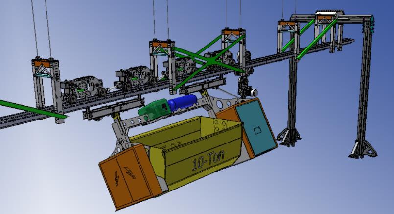 For loading, an hydraulic tipping ramp will be used in a docking station
