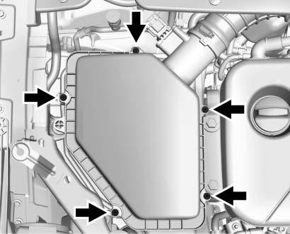 2. Locate the engine air cleaner/ filter assembly on the passenger side of the engine compartment. See Engine Compartment Overview 0 241. 3.