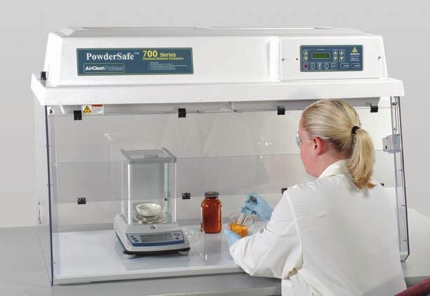 PowderSafe Balance Enclosures PowderSafe Type A Enclosures Features: AirSafe automatic safety controller** Compact ergonomic design Portable - NO DUCTWORK REQUIRED Solid 3/8 polypropylene base