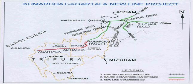 New BG line from Kumarghat-Agartala (109 Km.) (National Project) 1. Project Details Target: Mar - 2016 (Commissioning on BG) 1996-97 109 Km 1242.25 955.943 125 1.538 16.668 13.33% 78.
