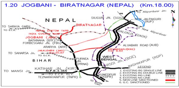 New BG line from Jogbani to Biratnagar (Nepal) (18.601 Km.)(Nepal-13.156 Km,India-5.445 Km) 1. Project Details Target: Not Fixed 2010-11 Total Length India:5.445 Km, Nepal: 13.156 Km Total:18.