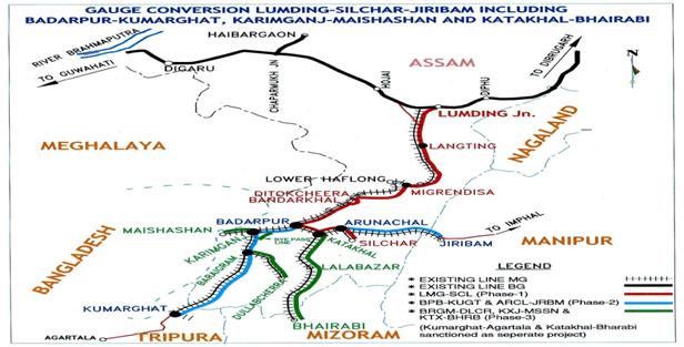 Lumding- Badarpur- Silchar, Arunachal- Jiribam & Badarpur- Kumarghat GC (378 Km.) & MM for GC of Baraigram- Dulabchera(29.40 Km), Karimganj- Maishashan & Karimganj bypass line (13.5 Km)(Total- 420.