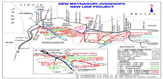 12 New Maynaguri to Jogighopa New Line Project(226.83 KM)along with Gauge Conversion from New Mal Jn. to Changrabandha (62.05 Km)(Total-288.88 Km) 1. Project Details 2000-01 Total Length Assam:114.