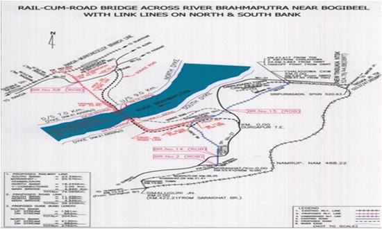 15 Bogibeel Rail-Cum-Road Bridge over river Brahmaputra near Bogibeel with link lines on North & South Banks (73 Km.)(National Project) 1.