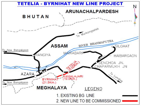 16 New BG Line from Tetelia-Byrnihat as an alternative alignment to Azara-Byrnihat new line (21.50 Km.)(National Project) 1.
