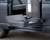 The telescopic platform extends to allow the wheelchair to be be driven onto it in parallel to the vehicle.