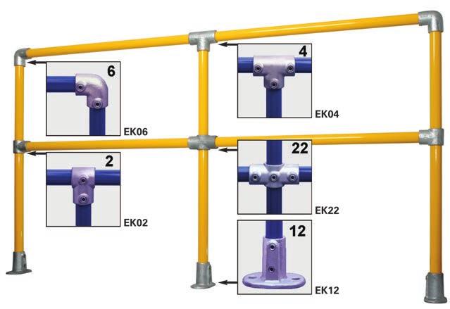 EUROKLEMP SAFETY RAILING 12 ft Straight Section size D 1-1/4 (OD 1.66 x 0.