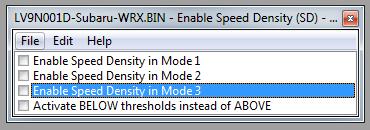 Speed Density Feature Method of Operation The Speed Density feature can be enabled in any of the three calibration modes by selecting the appropriate checkboxes in the Enable Speed Density (SD) map.