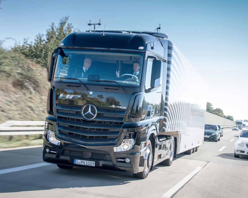 World premiere of Mercedes-Benz Actros with Highway Pilot on public roads Mercedes-Benz Actros with Highway Pilot has been the first series-production truck to drive on a partially automated basis on
