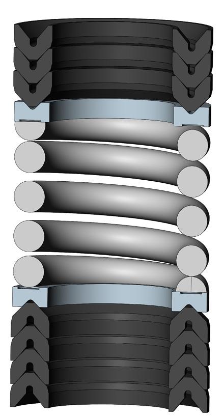 Grease gaskets of the new packing gland package with the supplied lubricant. Place the individual parts on the spindle in the prescribed direction and sequence.