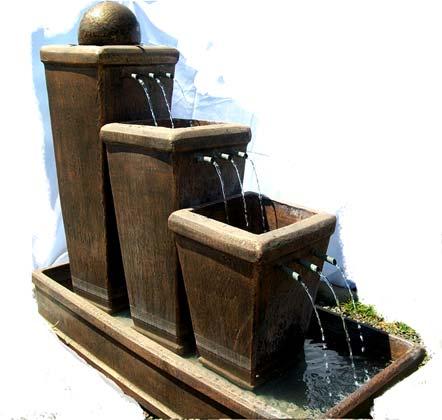 Rectangular 3 Fall Fountain With Edge R 5