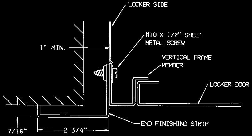 Recessing Details Vertical section through locker in recess showing recommended method of recessing.