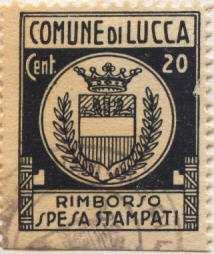 00 Lucca, Provincial Capitol value in purple, narrow shield Segreteria 19.