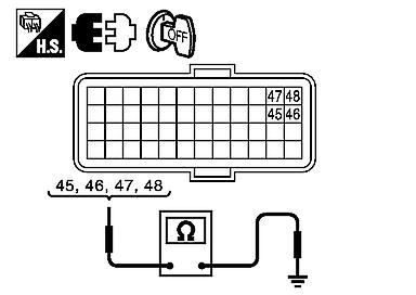 Check continuity between TCM harness connector F16 terminal 45, 46, 47, 48 and ground. YES-Check the following. If NG, repair or replace damaged parts. - 10A fuse (No.