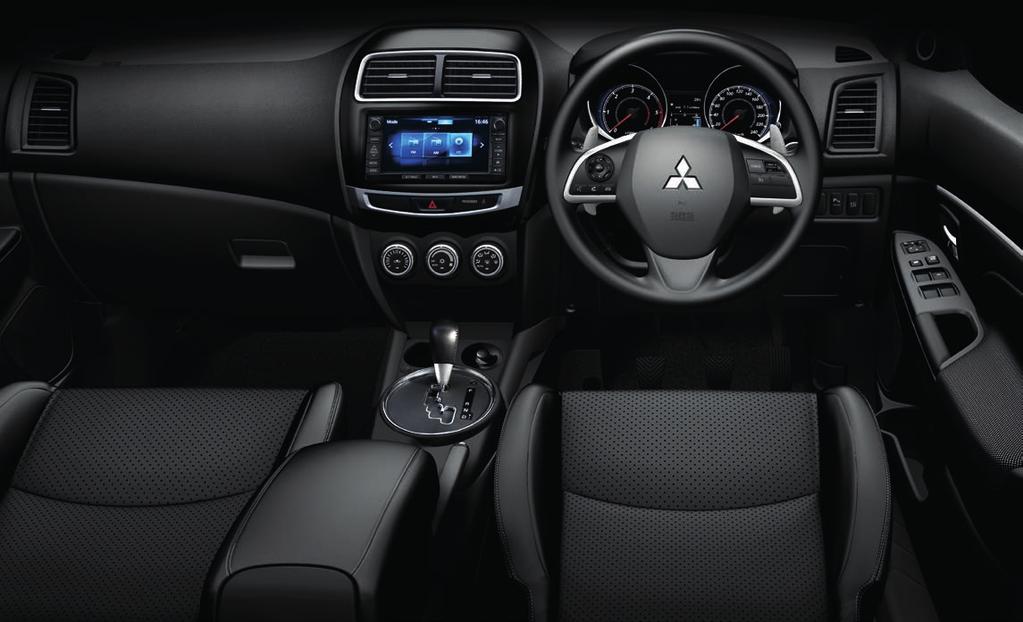 The instrument cluster gives the driver maximum visibility, encased in ASX s gently rounded seamless dash.
