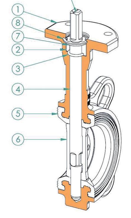 3 Maintenance Instructions 3.1 Valves < DN 125 Groove A (Disc position) I - Procedure for dismantling liner a) Pull out zegi ring (8). b) Put the disc (6) in open position.