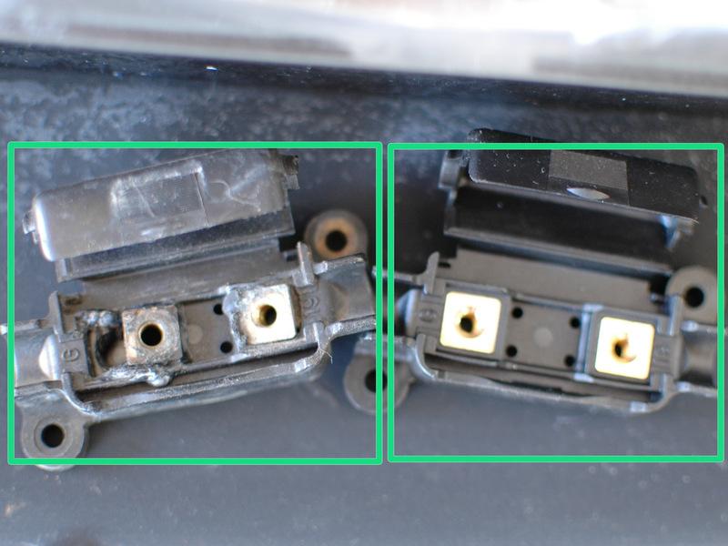 This allowed the copper fuse connection on the left to be pulled to the right within the body of the fuse box.
