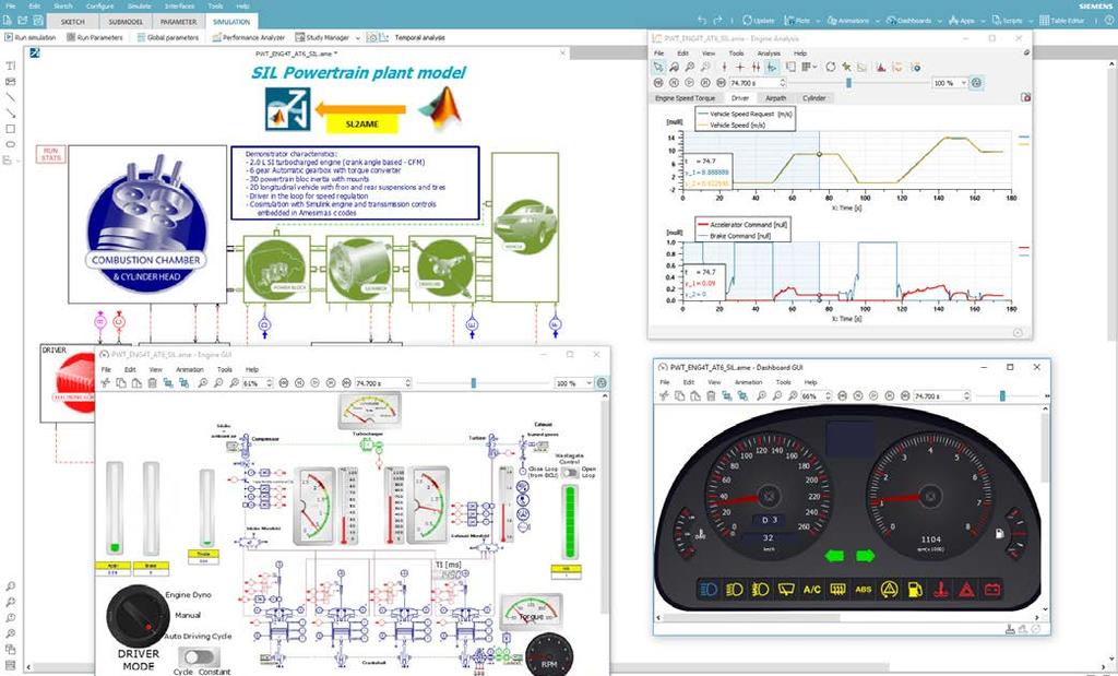Simcenter Amesim for automotive and transportation Boosting vehicle subsystems and components performance upfront To prepare for vehicle integration, Simcenter Amesim comes