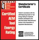 has been accredited to self-certify the tool energy rating obtained through test processes complying with AEM Measuring Guide.