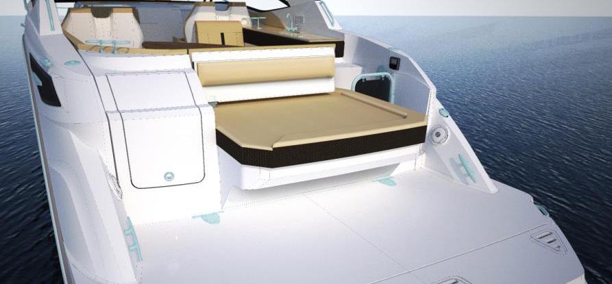 643 L FEATURES Robust bow lounging & seating area with actuated headrests and armrests allow for perfect comfort while