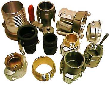 Hose Fittings Clamping couplings, quick couplings, adapters, nozzles and drip free couplings in aluminum, bronze, stainless steel and plastic. Press fittings, hose clamps, etc.