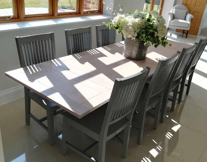 EXTENDING DINING TABLE AND 8 CHAIRS BY NEPTUNE The Harrogate dining table has a chalked oak top and extends