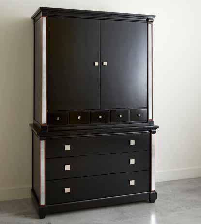 TORBERRY LINEN PRESS Finish: Ebony with mirrored panels and