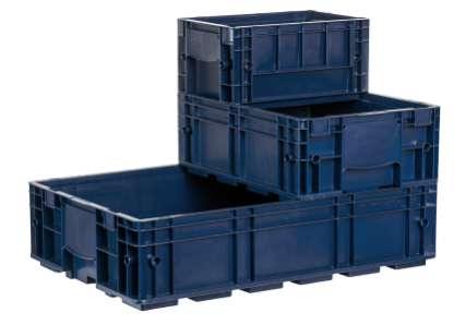 Plastična ambalaža R-KLT kutije Posebno čvrste kutije s ojačanim dnom. Prikladne su za veća opterećenja i imaju dug vijek trajanja. Certificirane po VDA standardu.