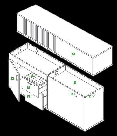 Storage Bottom Unit The bottom part of the unit consists of a Door Compartment With a single shelf, bottom deep drawer which can accommodate 2 box files, and a standard top drawer.