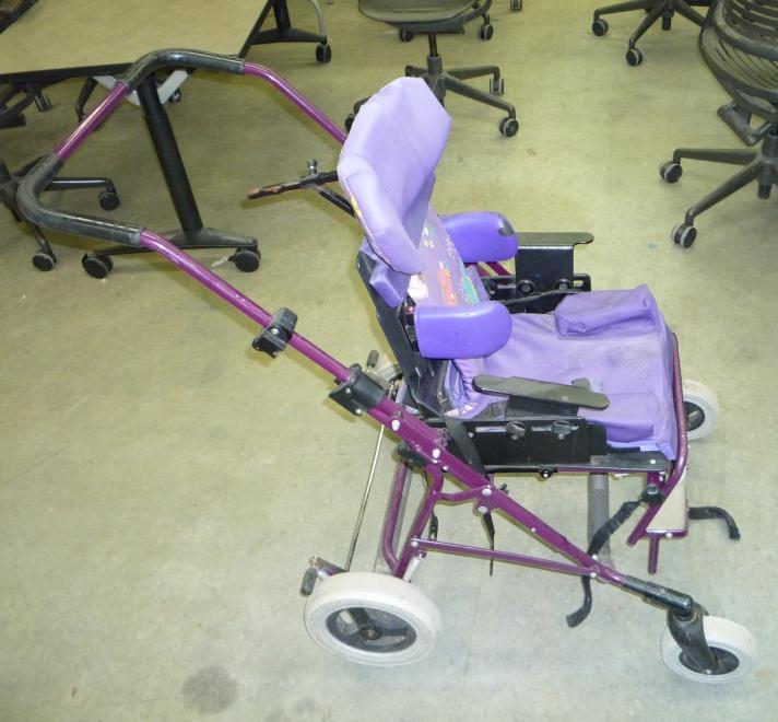 Figure 12: Image of the original stroller and the Solidworks representation of the modified wheels on the frame.
