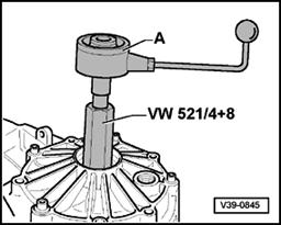 Page 30 of 38 39-191 Measuring friction torque (check measurement) Drive pinion removed Differential installed with shims "S1*" and "S2*" - Position torque gauge 0 to 600 Ncm -A- on differential.