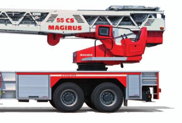 UNIQUE MAGIRUS CS (COMPUTER STABILIZED) ACTIVE ANTI-OSCILLATION SYSTEM All movements of the turntable ladder