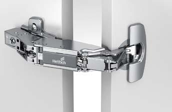Fast assembly concealed hinge with integrated Silent System Sensys 8657i zero protrusion hinge Opening angle 165 Hett CAD Concealed hinge with clip on installation and integrated Silent System