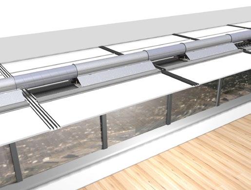 The plenum in the PACIFIC is designed so that the runs of connected ducting are always well above the profiled T-sections of the load-carrying ceiling grid system. This offers several advantages.