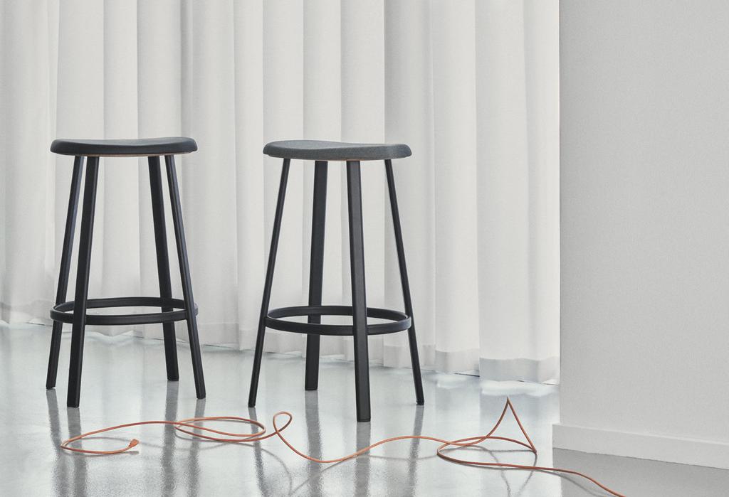 01 DESIGN JENS KAJUS CLAUS JAKOBSEN ANNO STOOL, 2016 01.01 s geometric components are four powder-coated steel legs and two ellipses in the frame and seat.