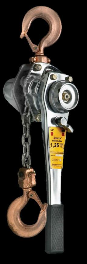 SPARKLESS LEVER HOIST Suitable for potentially hazard environments Robust and compact design Ergonomiclever Chromed hard