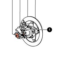Lift the front wheel above the ground; turn the wheel a few times to verify the correct alignment and the distance from the disk brake.