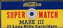 Produced until about 1975, the packaging was modified and updated several times 1952 Style Issues End Flap #1 End Flap #2 End Flap #3 LR-l.22 LONG RIFLE (TARGET). "SUPER MATCH MARK III".
