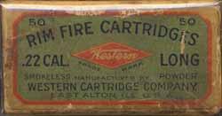 1912 Second DIAMOND LOGO Issues L-8.22 LONG. "SMOKELESS NO-GREASE". Green and yellow label with white, red and black printing. Buff, two-piece, full cover box. Full wrap-around end label.