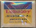 Contents unknown L-1.22 LONG. "SMOKELESS POWDER". Blue, yellow and white box with red, white and black printing.