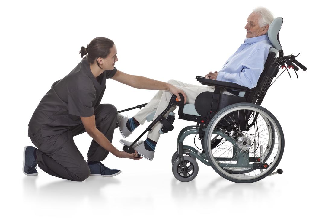 Etac Prio dynamic comfort By changing seat and back angles and adjusting the elevating leg supports, you can vary body position and pressure points, which is important for seating comfort.