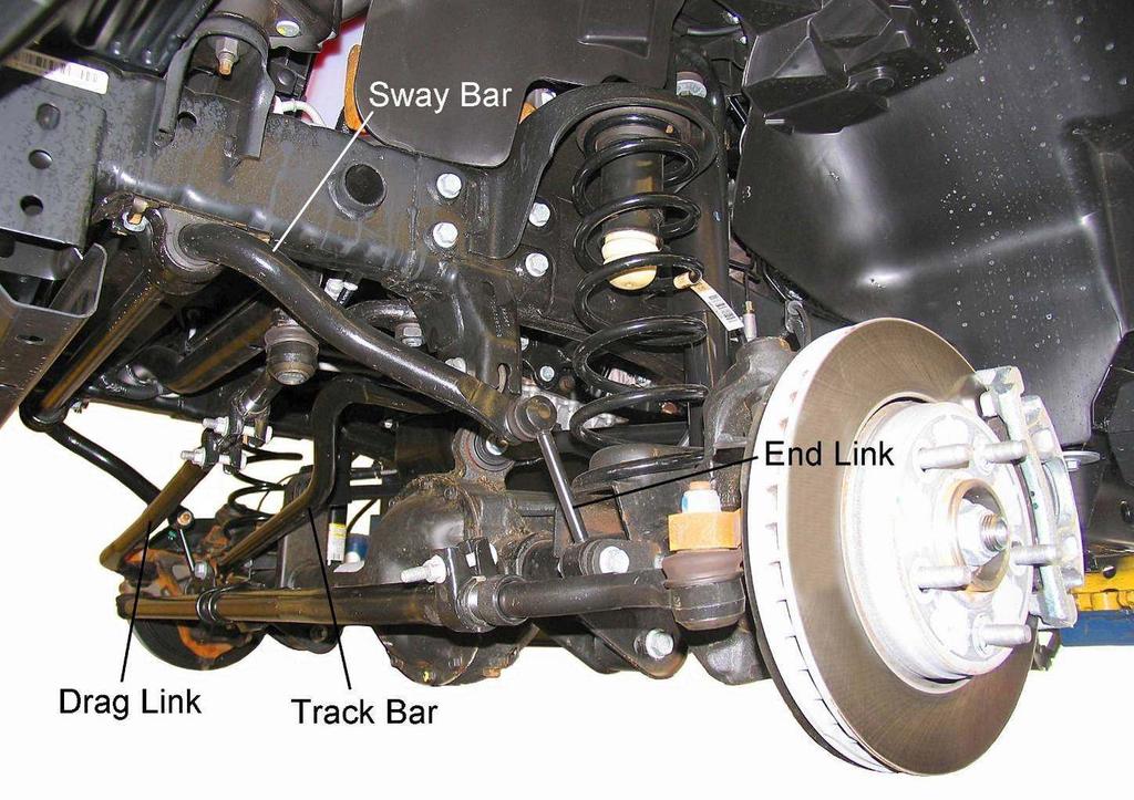 OE Front Suspension FRONT SUSPENSION TRANSMISSION CROSS MEMBER REPLACEMENT 1) Park vehicle on a level surface. Set the parking brake and chock rear wheels.