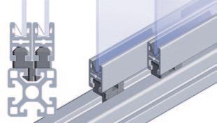 20 N (front) / 10 N (back) 285610501 6 Slot 8 guide channel set for sliding doors Guides the door in profile slot 8. Supports 2 doors per slot.