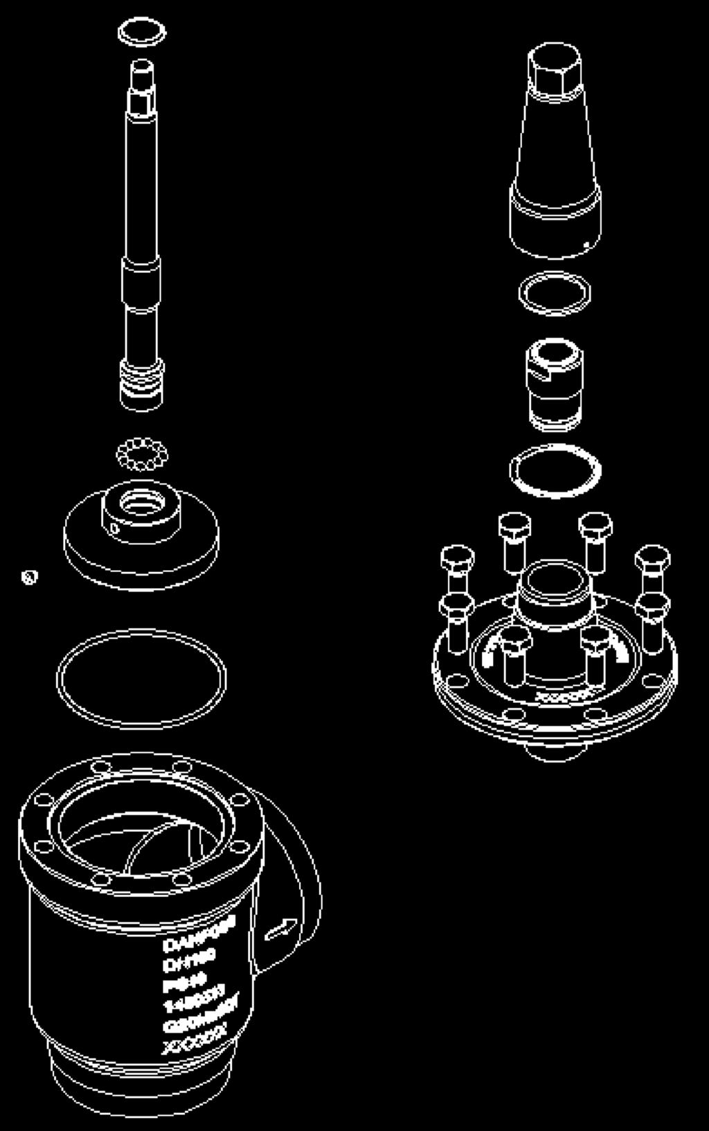 Drawings for spare parts list HPO Pos. 18: Gasket for cap Pos 8: Packing gland incl. gaskets Pos 5: Cone complete incl.
