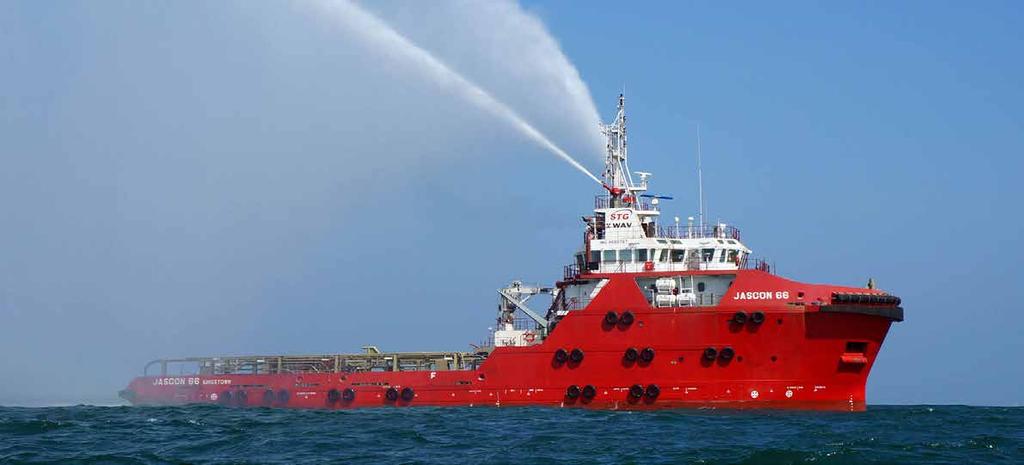 JASCON 66 / 67 5150 HP AHTS vessel, DPS-2 Breadth (moulded) (moulded) machinery Propulsion engines Generator sets Bow thrusters Stern thruster performance Speed Bollard pull 60.50 m 15.80 m 6.50 m 5.