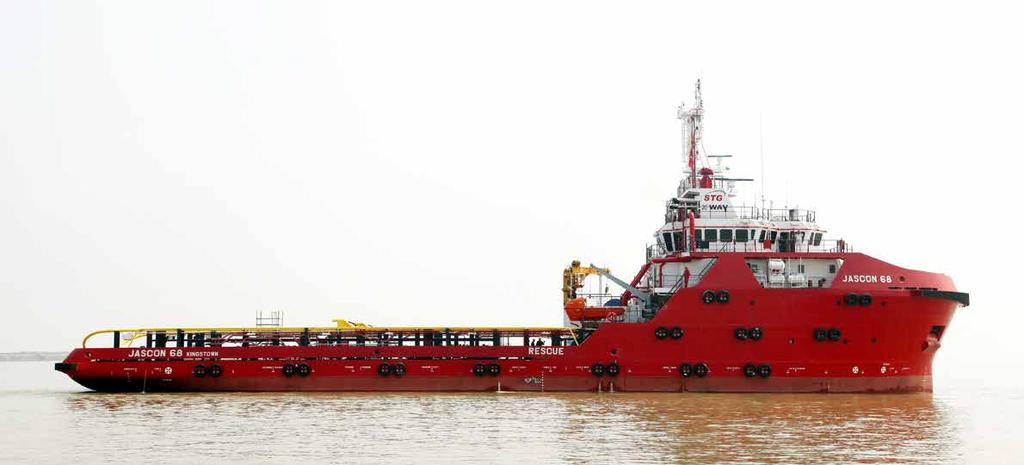 JASCON 68 / 69 5150 HP AH Platform Supply Vessel, DPs-2 Breadth (moulded) (moulded) Draft (moulded) machinery Main engines Generator sets Bow thrusters Stern thruster 70.10 m 15.80 m 6.50 m 5.