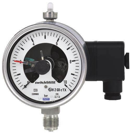 Pressure Bourdon tube pressure gauge with switch contacts For the process industry, NS 100 and 160 Models PGS23.100 and PGS23.160 k Applications for further approvals see page 7 WIKA data sheet PV 22.